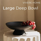 12" Concrete Fruit bowl for Kitchen Counter, Coffee Table Decor, Decorative Key Bowl, Home Décor Accents, Kitchen Counter Decor Black