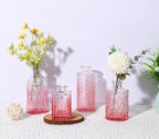 12 Pack Pink Glass Bud Vase Set, Small Vintage Vases for Centerpieces, Decorative Flower Vases for Wedding Home Table Decor