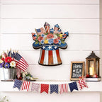 Wooden 4th of July Decorations Patriotic Wreaths for Front Door Independence Day Decorations Star Sign Welcome Memorial Day Hanging for Home Wall Decor Outdoor Indoor Red White and Blue Wreath 7