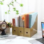 Pasimy 8 Pack Magazine File Holders Cardboard Foldable Magazine Storage Organizer Vintage Gold Kraft File Document Book Storage Boxes for Family School Office Desk Supplies Table Mail Organizer Holder