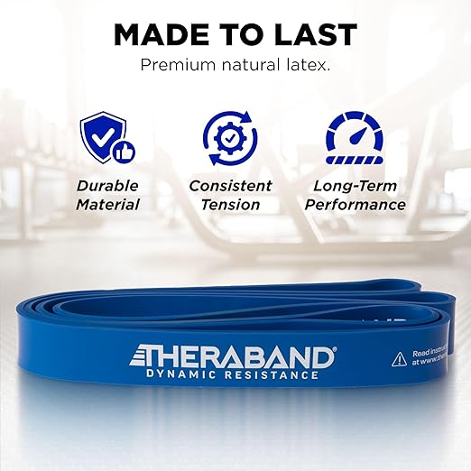 THERABAND High Resistance Band, Heavy Elastic Super Band for Full Body Workouts, Physical Therapy, Strength Training, Durable 41” Loop Exercise Band, 35 lbs Resistance