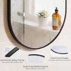 Sweetcrispy 24" x 48" Black Bathroom Mirror for Wall, Oval Walls Mirror with Metal Frame, Tempered Glass, Modern Vanity Mirrors for Over Sink, Living Room, Bedroom, Entryway, Horizontal or Vertical