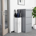 Square Metal Umbrella Holder, Square Free Standing Umbrella Rack Decorative Umbrella Holder Hollow Cutout Pattern Design for Umbrella Cane Entryway Home Office 19.49" X 6.1" X 6.1" (White hollowed out