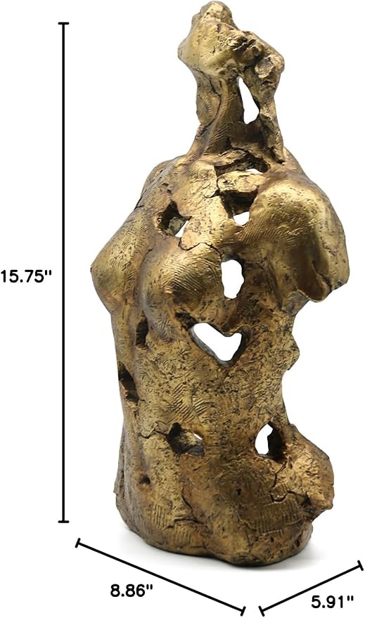 Lukitas Abstract Female Bust Statue and Sculpture, Lady Figurine Art Decor, Aesthetic Ornament for Office Living Room Bedroom, Golden, Resin 16"