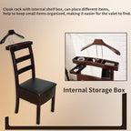Suit Valet Stands for Men Women Contour Hanger Chair Valet with Drawer and Trouser Bar Wooden Valet Stand Organizer Storage for Entryway Bedroom