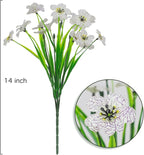 12Pcs UV Resistant Artificial Flowers Artificial Violet Outdoor Decor Realistic Faux Plants Silk Flowers No Fade for Patio Hanging Baskets Garden Pots Farmhouse Yard (White)