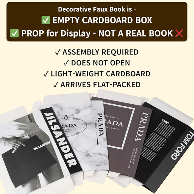 PROBENEX Marble Large | 4 PCS Faux Decorative Books for Home Decor | Not Real Books (Cardboard Boxes) | Coffee Table, Bookshelf & Shelf Styling Display Props for Living Room, Office