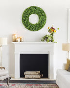 DDHS 19''Boxwood Wreaths for Front Door，Artificial Spring Wreaths for Farmhouse Wedding Green Year Round Indoor Outdoor for Fall Summer Christmas Wreath Home Decorations-Green