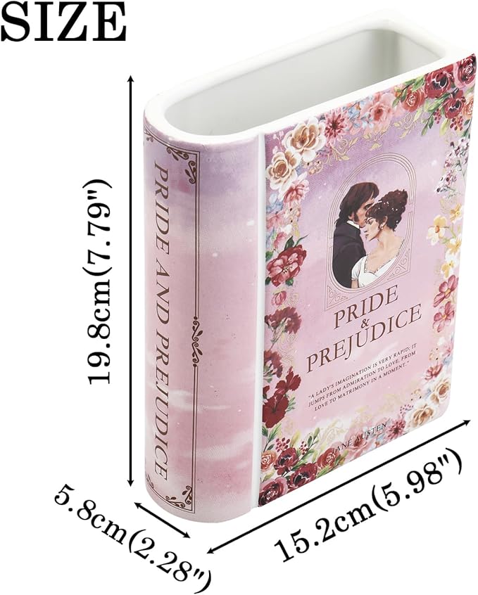 Ceramic Book Vase, Book Vase for Flowers, Book Flower Vases, Ceramic Book Shaped Vase, Unique Ceramic Vases for Home, Office, Bedroom, Living Room, Dining Table