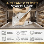14 Pack Shoe Slot Organizer, Double Layer Space Saver, 3 Levels Adjustable, Durable and Stackable Shoe Holder for Sneakers Heels and Flat.