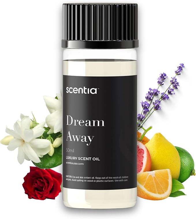 Scentia Fragrance Oil Blend, Inspired by Iconic Perfume,Home Luxury Scents, Essential Oil Blend for Aromatherapy Diﬀusers, Humidifiers & Candle Making -Dream Away- 50 ml, 1.69 Fl Oz, Thanksgiving Gift