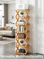 The 9-Tier No-Assembly Bamboo Rack, New Upgrade 9 Tier Bamboo Shoe Rack, Space-Saving Tall Narrow Accordion Shoe Rack for Entryway Closet Dorm (Natural-3)