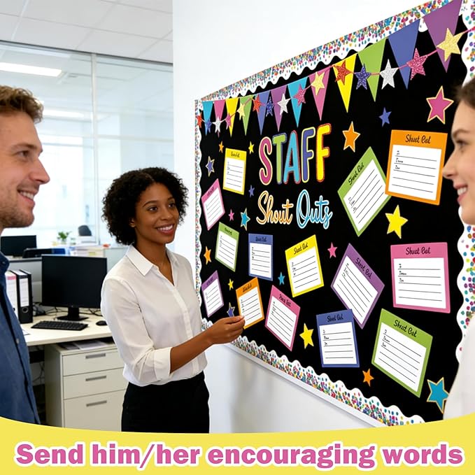 Employee Recognition Bulletin Board Decor - 20 Paper Cutouts Expressing Appreciation and Acknowledgment, Perfect for School, Classroom, and Office Wall Decor
