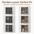 StorageWorks 2 Pack Shoe Organizer for Closet, Foldable Shoe Storage Box with Adjustable Dividers, Fabric Shoe Boxes Organizer for 32 Pairs, Closet Organizers and Storage Bin for Boots, Sneakers, Grey