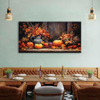 AIYISU Rustic Pumpkin Canvas Wall Art Farmhouse Dining Room Pictures Kitchen Wall Decor Autumn Flowers Canvas Prints Fall Harvest Theme Posters Halloween Painting Artwork Home Decorations 24x48