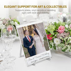 DIDUDIDU Plate Holder Easel Display Stand - 4.5 inch Silver Metal Stand for Decorative Plates, Photos, Picture Frames, Tabletop Art - 1 Piece