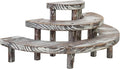 MyGift 3 Tier Rustic Dessert Stand, Torched Wood Semicircle Cupcake Display Risers