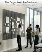 Aothia 12-Pack Felt Bulletin Board Tiles - 48x36 Modular Pin Board for Walls, 0.2" Thick Cork Board Alternative for Office & Classroom, 70 Adhesive Tabs & 40 Pushpins Included (Charcoal Gray)