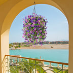 Homsunny Artificial Fake Hanging Plants Flowers Baskets for Outdoor Outside Spring Decor,Faux Silk Daisy UV Resistant Look Real Summer Decorations for Home Porch Patio Yard Garden(Mix Purple