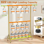 EAGMAK Double Rod Clothing Rack Load 622 LBS, Heavy Duty Clothes Rack for Hanging Clothes, 82.68 inch High Garment Rack with Sotrage Shelves, Metal Clothing Hanger Closet Wardrobe Organizer (Gold)