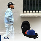 Lids Hat Travel Case – Baseball Cap Carrier for 6 Hats, Durable Black Exterior with Grey Interior, Storage with Handle & Adjustable Shoulder Strap, Hard Hat Organizer for Travel & Closet