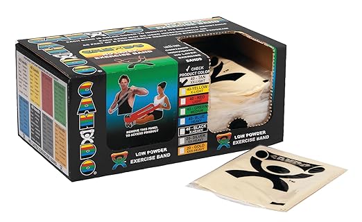 CanDo Singles Low Powder Exercise Band, 4-foot singles, Tan: XX-Light (40 count)