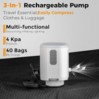 Travel Vacuum Seal Bags with Wireless Rechargeable Pump, 25L Durable Reusable Compression Packing Bags for Carry-On Suitcase & Backpack, IP67 Waterproof Space Saver Kit (2 Pack)