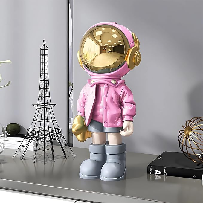 EZ4ENCE Astronaut Statues Spaceman Sculpture Modern Arts Gifts Pink Figurine Ornament Room Decor for Men,Home and Crafts Desktop Accessories Tabletop Decoration, Living Room, Office, Bookshelf…