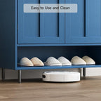 Blue 7+1 Tier Farmhouse Shoe Storage Cabinet - 45" Tall Entryway Organizer with Cross Molding Doors, 3 Adjustable Shelves & Metal Legs, Shoe Rack for Front Door Entrance