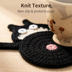 Cat Gifts for Cat Lovers 3PCS Cat Coaster Woven Creative Cute Cat Coaster Insulation Coaster Coffee and Tea Coaster Desktop Gifts