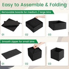 Criusia Drawer Organizer Clothes, 24 Pack Underwear Drawer Organizers, Foldable Closet Organizers and Storage Dresser Drawer Dividers Clothing Organizer for Clothes, Socks, Scarves, Bra, Ties (Black)