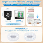 60 Kpa Cordless Electric Pump for Vacuum Storage Bags, Travel 3600mAh Rechargeable Electric Air Pump for Various Seal Bags, Portable Vacuum Pump for Space Saver Bag for Clothing, Luggage (Pump Only)