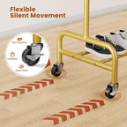Abiglifty 2 Tier Clothes Rcks for Hanging Clothes, Heavy-Duty Clothing Rack with Wheels,150LBS Capacity, 42" W X15 D X 77" H Garment Rack with Bottom Shelf, for Bedroom, Living Room, Gold