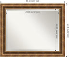 Amanti Art Bronze Wall Mirror 27x33 Manhattan Bronze Rectangle Bathroom Mirror for Wall Decor Living Room, Large Traditional Wood Frame, Hangs Horizonally and Vertically, Bathroom Decor, Beveled Edge
