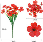 MACTING 12 Bundles Artificial Flowers for Outdoors Fake Flowers UV Resistant Faux Plastic Plants No Fade for Planters Window Patio Porch Garden Home Outside Spring Summer Decorations,Red