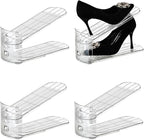 Shoe Stacker Shoe Rack Organizer for Closet Space Saver Storage Shoe Holder Organization,Transparent(5 * 11inch (Transparent, 4 pack)