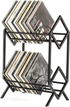 RUILALIFE 2-Tier-Vinyl-Record-Storage-Holder With Dividers, 200 LPs Albums Storage Rack Shelf, Steel Music Records Display Shelf Organizer For Book, Magazine, Files
