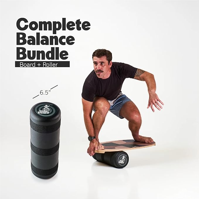 The Original Indo Board - Balance Board Trainer for Core Strength, Stability & Athletic Performance - Surfing, Skateboarding, Snowboarding, Yoga, Physical Therapy & More. Includes Board and Roller.