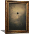 Vintage Gold Framed Wall Art Retro Dark Dragonfly Painting Canvas Prints Gothic Insect Picture Wall Decor Rustic Farmhouse Animal Poster Artwork for Living Room Bedroom Bathroom, 9x11in