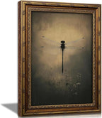 Vintage Gold Framed Wall Art Retro Dark Dragonfly Painting Canvas Prints Gothic Insect Picture Wall Decor Rustic Farmhouse Animal Poster Artwork for Living Room Bedroom Bathroom, 9x11in