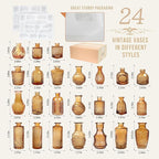 Mini Bud Vases As Wedding Centerpieces for Tables,Clear Bud Vases for Flowers,Small Flower Vases Suitable for Birthday Party,Anniversary,Wedding Reception,Baby Shower (Amber, 24PCS)