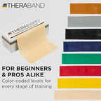 THERABAND Resistance Bands, 6 Yard Roll Professional Latex Elastic Band For Upper Body, Lower Body, & Core Exercise, Physical Therapy, Pilates, Home Workouts, & Rehab, Tan, Extra Thin, Level 1