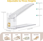Clear Shoe Slots Organizer for Closet, 36-Pack Adjustable Shoe Stacker & Space-Saving Shoe Storage for a Variety of Spaces, Double Deck Organizer (Transparent Gold)
