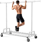 HOKEEPER Clothes Rack Collapsible Clothing Garment Rack Capacity 525LBS Clothing Racks on Wheels Heavy Duty Rolling Clothes Rack for Hanging Clothes for bedroom, Commercial, White 22"D x 75"W x 71"H
