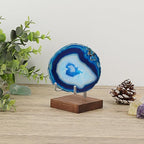 Hipiwe Crystal Display Stand Adjustable Metal Arms Display Stand Easel with Wooden Base for Displaying Geodes Rock Mineral Agate Coral Seashell and Small Collectibles,2.6"x2.6"x4.1"