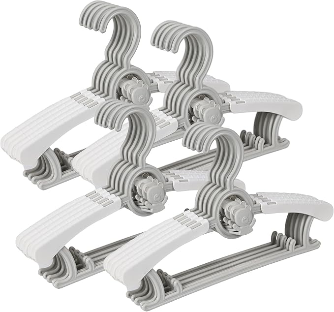 Adjustable Clothes Hangers for Baby Nursery,20-Pack Ultra-Thin Non-Slip Clothes & Pant Hangers for Newborn,Infant,Toddler & Kids,Grey