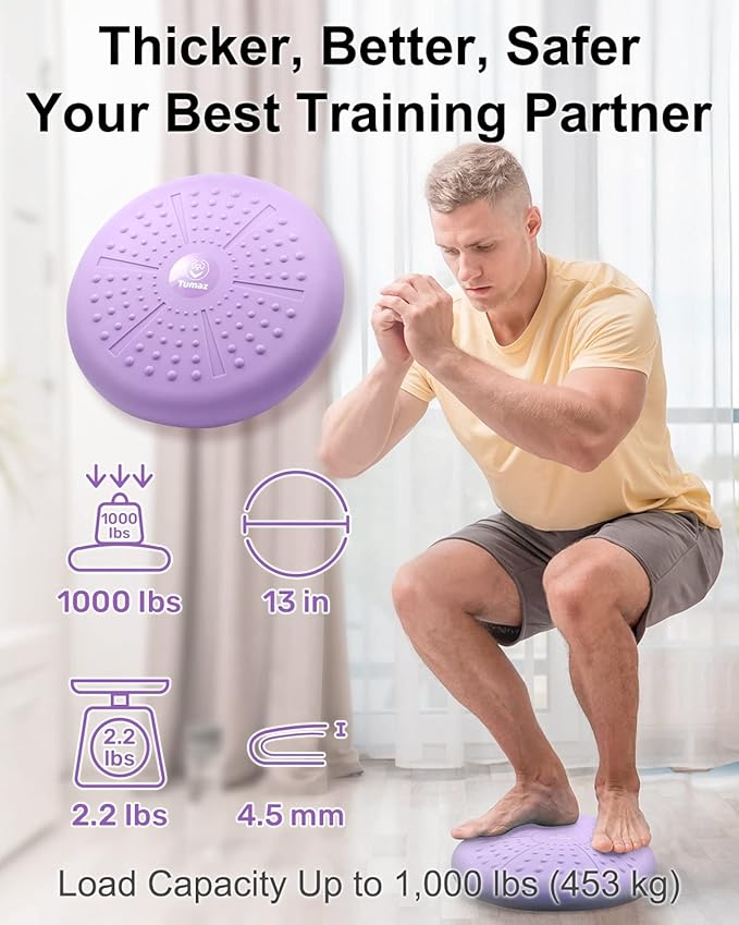 Tumaz Wobble Cushion - Wiggle Seat to Improve Sitting Posture & Stay Focused for Sensory Kids, Balance Disc to Core Strength & Flexible Seating [Extra Thick Balance Board, Pump Included Wobble Board]