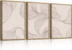 BINCUE Framed Neutral Beige Wall Art Modern Abstract Wall Decor Neutral Minimalist Artwork Modern Beige Wall Paintings Elegant Modern Art Prints for Living Room Bedroom Office 16x24 Inches Set of 3 Gift