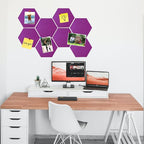 8 Pcs Hexagon Felt Cork Bulletin Board Tiles, Self Adhesive DIY Bulletin Board Pin Board for Office School Home Wall Decor Memos Photos Display(Light Purple)