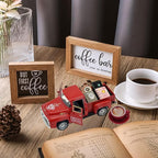 Coffee Bar Decor Vintage Mini Metal Pickup Truck Decor with Book Accessories for Coffee Station,Farmhouse Tiered Tray Table Decorations for Home Kitchen, Office, Cafe